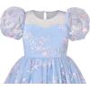 Sunny Fashion Flower Girls Dress Lace Hem Wedding First Communion Size 6-14(Ice Blue)