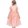 Sunny Fashion Flower Girls Dress Lace Hem Wedding First Communion Size 6-14(Pink Flower Sleeve)