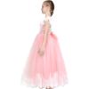 Sunny Fashion Flower Girls Dress Lace Hem Wedding First Communion Size 6-14(Pink Lace)