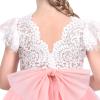 Sunny Fashion Flower Girls Dress Lace Hem Wedding First Communion Size 6-14(Pink Lace)