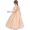 Sunny Fashion Flower Girls Dress Lace Hem Wedding First Communion Size 6-14(Pinkish Beige)