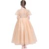 Sunny Fashion Flower Girls Dress Lace Hem Wedding First Communion Size 6-14(Pinkish Beige)