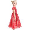 Sunny Fashion Flower Girls Dress Lace Hem Wedding First Communion Size 6-14(Red Plaid)