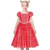 Sunny Fashion Flower Girls Dress Lace Hem Wedding First Communion Size 6-14(Red Plaid)