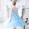 Sunny Fashion Flower Girls Dress Lace Hem Wedding First Communion Size 6-14(Sky Blue)