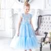 Sunny Fashion Flower Girls Dress Lace Hem Wedding First Communion Size 6-14(Sky Blue)