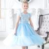 Sunny Fashion Flower Girls Dress Lace Hem Wedding First Communion Size 6-14(Sky Blue)