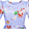 Sunny Fashion Girls Dress 3/4 Sleeve Christmas Santa Jingle Bell Snow Size 4-12(Blue Christmas)