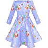 Sunny Fashion Girls Dress 3/4 Sleeve Christmas Santa Jingle Bell Snow Size 4-12(Blue Christmas)