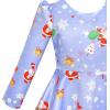 Sunny Fashion Girls Dress 3/4 Sleeve Christmas Santa Jingle Bell Snow Size 4-12(Blue Christmas)