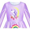 Sunny Fashion Girls Dress 3/4 Sleeve Christmas Santa Jingle Bell Snow Size 4-12(Purple)
