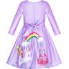 Sunny Fashion Girls Dress 3/4 Sleeve Christmas Santa Jingle Bell Snow Size 4-12(Purple)