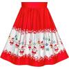 Sunny Fashion Girls Dress 3/4 Sleeve Christmas Santa Jingle Bell Snow Size 4-12(Red Shiny Satin)