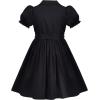 Sunny Fashion Girls Dress Beige Short Sleeve Collar Button Front School Uniform(Black)