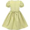 Sunny Fashion Girls Dress Beige Short Sleeve Collar Button Front School Uniform(Green)