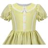 Sunny Fashion Girls Dress Beige Short Sleeve Collar Button Front School Uniform(Green)