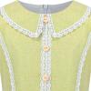 Sunny Fashion Girls Dress Beige Short Sleeve Collar Button Front School Uniform(Green)