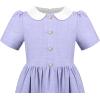 Sunny Fashion Girls Dress Beige Short Sleeve Collar Button Front School Uniform(Light Purple)