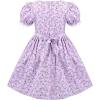 Sunny Fashion Girls Dress Beige Short Sleeve Collar Button Front School Uniform(Purple)