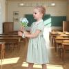 Sunny Fashion Girls Dress Beige Short Sleeve Collar Button Front School Uniform(Sage Gingham)