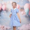 Sunny Fashion Girls Dress Beige Short Sleeve Collar Button Front School Uniform(Sky Blue Plaid)