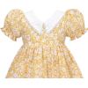 Sunny Fashion Girls Dress Beige Short Sleeve Collar Button Front School Uniform(Yellow)