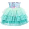 Sunny Fashion Girls Dress Birthday Princess Ruffle Dress Cake Balloon Print(Aqua Green)
