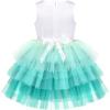Sunny Fashion Girls Dress Birthday Princess Ruffle Dress Cake Balloon Print(Aqua Green)