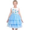 Sunny Fashion Girls Dress Birthday Princess Ruffle Dress Cake Balloon Print(Blue Butterfly)