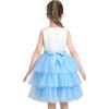 Sunny Fashion Girls Dress Birthday Princess Ruffle Dress Cake Balloon Print(Blue Butterfly)