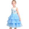 Sunny Fashion Girls Dress Birthday Princess Ruffle Dress Cake Balloon Print(Blue Butterfly)