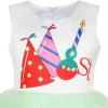 Sunny Fashion Girls Dress Birthday Princess Ruffle Dress Cake Balloon Print(Green)