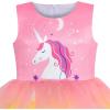 Sunny Fashion Girls Dress Birthday Princess Ruffle Dress Cake Balloon Print(Pink Rainbow)