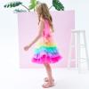 Sunny Fashion Girls Dress Birthday Princess Ruffle Dress Cake Balloon Print(Pink Rainbow)