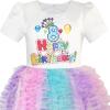 Sunny Fashion Girls Dress Birthday Princess Ruffle Dress Cake Balloon Print(Purple)