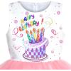 Sunny Fashion Girls Dress Birthday Princess Ruffle Dress Cake Balloon Print(Rainbow Color)
