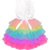 Sunny Fashion Girls Dress Birthday Princess Ruffle Dress Cake Balloon Print(Rainbow Heart)