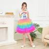 Sunny Fashion Girls Dress Birthday Princess Ruffle Dress Cake Balloon Print(Rainbow Heart)