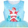 Sunny Fashion Girls Dress Birthday Princess Ruffle Dress Cake Balloon Print(Rainbow Santa)