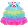 Sunny Fashion Girls Dress Birthday Princess Ruffle Dress Cake Balloon Print(Rainbow Santa)