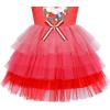 Sunny Fashion Girls Dress Birthday Princess Ruffle Dress Cake Balloon Print(Red Santa)