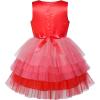Sunny Fashion Girls Dress Birthday Princess Ruffle Dress Cake Balloon Print(Red Santa)