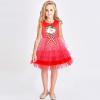 Sunny Fashion Girls Dress Birthday Princess Ruffle Dress Cake Balloon Print(Red Santa)