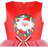 Sunny Fashion Girls Dress Birthday Princess Ruffle Dress Cake Balloon Print(Red Santa)