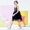 Sunny Fashion Girls Dress Cat Face Black Tower Ruffle Dancing Party Size 4-10(Black)