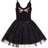 Sunny Fashion Girls Dress Cat Face Black Tower Ruffle Dancing Party Size 4-10(Black Diamond)