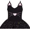 Sunny Fashion Girls Dress Cat Face Black Tower Ruffle Dancing Party Size 4-10(Black Diamond)