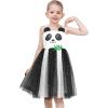 Sunny Fashion Girls Dress Cat Face Black Tower Ruffle Dancing Party Size 4-10(Black Panda)