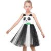 Sunny Fashion Girls Dress Cat Face Black Tower Ruffle Dancing Party Size 4-10(Black Panda)