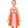 Sunny Fashion Girls Dress Cat Face Black Tower Ruffle Dancing Party Size 4-10(Orange)